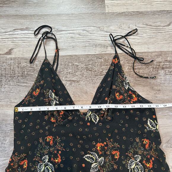 Free People Intimately Black Floral Tie Strap Tank Top Indie Sleaze Festival M - Picture 6 of 8